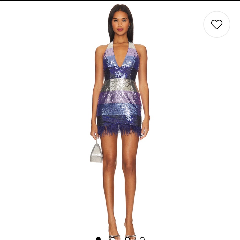 Lovers + Friends Sirena Mini Dress, Purple Sequin Halter Dress